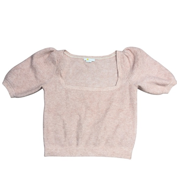 Boden Square Neck Fluffy Jumper Wool Blend Pink Short Sleeve Size M - Picture 3 of 5